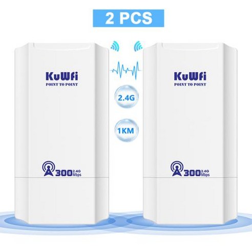 KuWFi 야외 CPE 브리지 2.4Ghz 무선 와이파이 신호 PTP PTMP 장거리 확장기 AP 리피터 모드 IP65 24V POE 300Mbps, 8) AU PLUG - White-2PCS, 2개