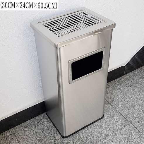 스텐사각 재털이 휴지통 (대) 재떨이 흡연실 쓰레기통, 블랙, 1개