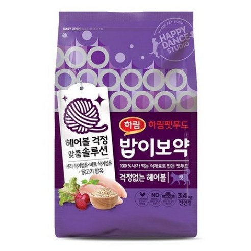 밥이보약 전연령 걱정없는 헤어볼 고양이 건식사료, 2kg, 5개