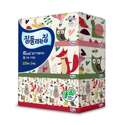 잘풀리는집 리얼실키 미용티슈, 200매, 6개
