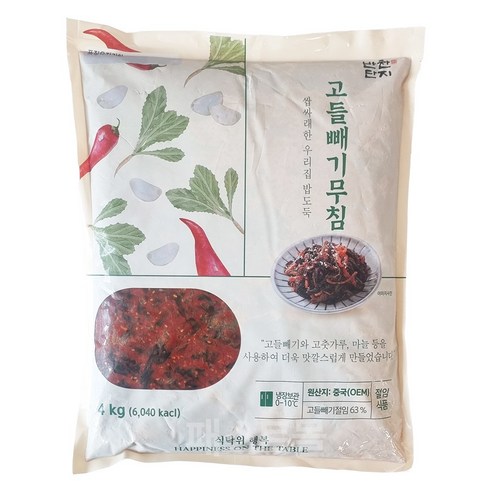 반찬단지 고들빼기무침4kg, 1개, 4kg
