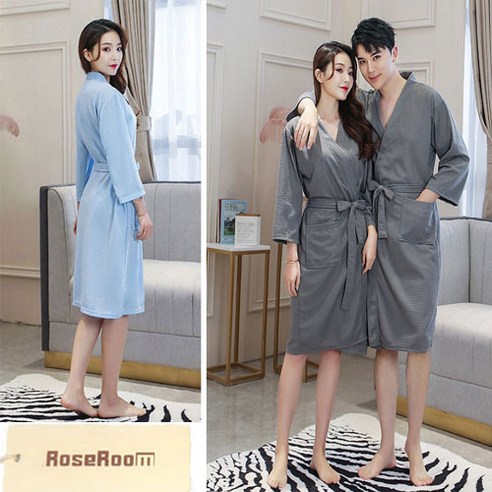목욕가운 샤워가운 여름가운 여름목욕가운 여름샤워가운 와플샤워가운 호텔샤워가운, 여자와플가운-그레이, 1개