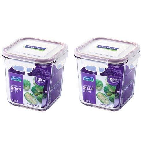 글라스락 퍼플에디션 정사각 도어포켓 밀폐용기 920ml, 6개, 01 (920ml)