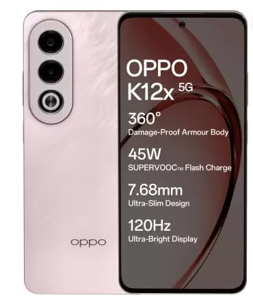 Oppo K12x 5G with 45W SUPERVOOC Charger in-The-Box Feather Pink, 128 GB (6 GB RAM) Oppo K12x 5G with 45W SUPERVOOC Charger in-The-Box Feather Pink, 128 GB (6 GB RAM)