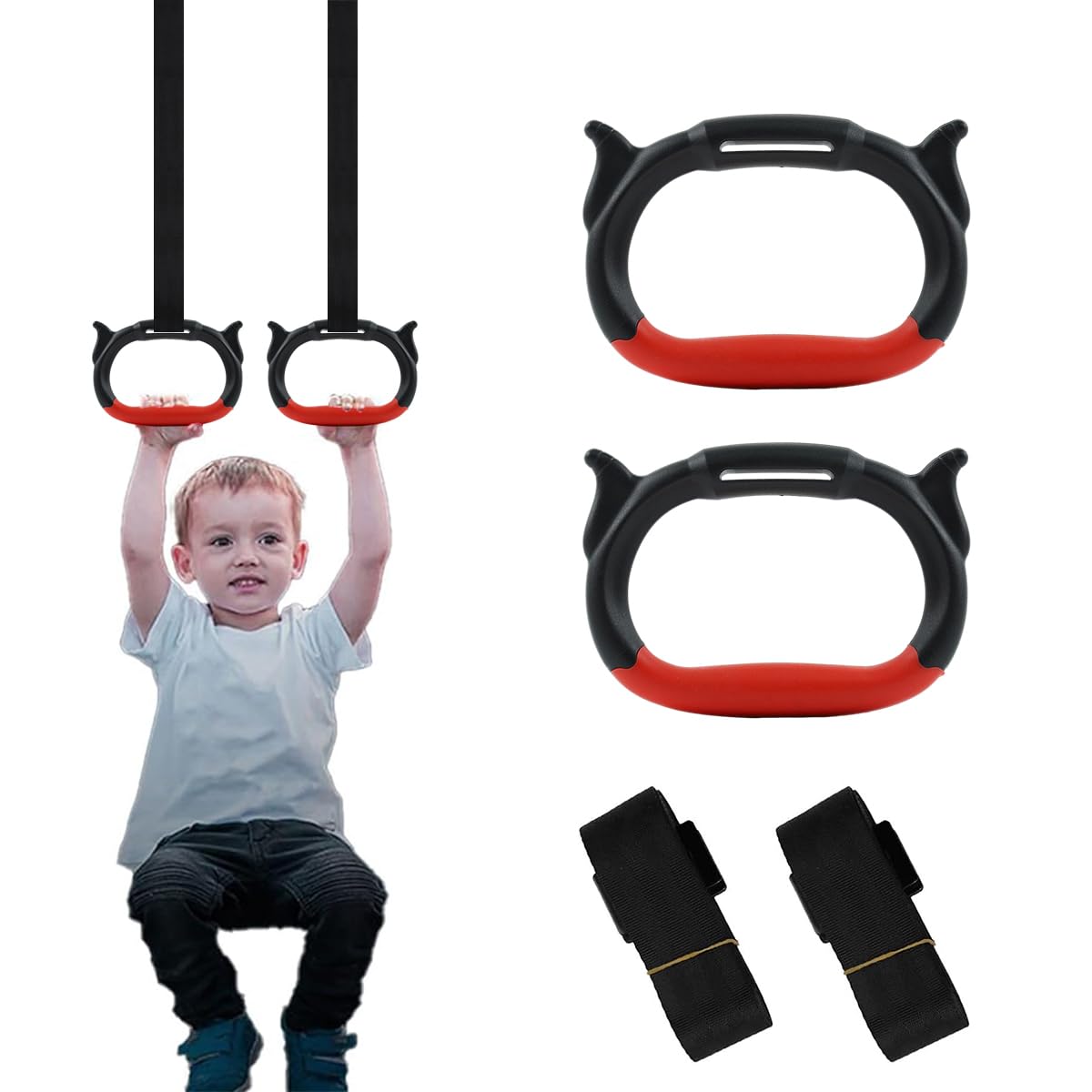 Proberos® Kids Gymnastic Rings Pair with 95Cm Heavy-Duty Adjustable Nylon Webbing Strap for Home Fitness, 330Lbs Loading, Rubberized Grip, Durable Design, Gym Equipment for Kids & Teens Training Proberos® Kids Gymnastic Rings Pair with 95Cm Heavy-Duty Adjustable Nylon Webbing Strap for Home Fitness, 330Lbs Loading, Rubberized Grip, Durable Design, Gym Equipment for Kids & Teens Training
