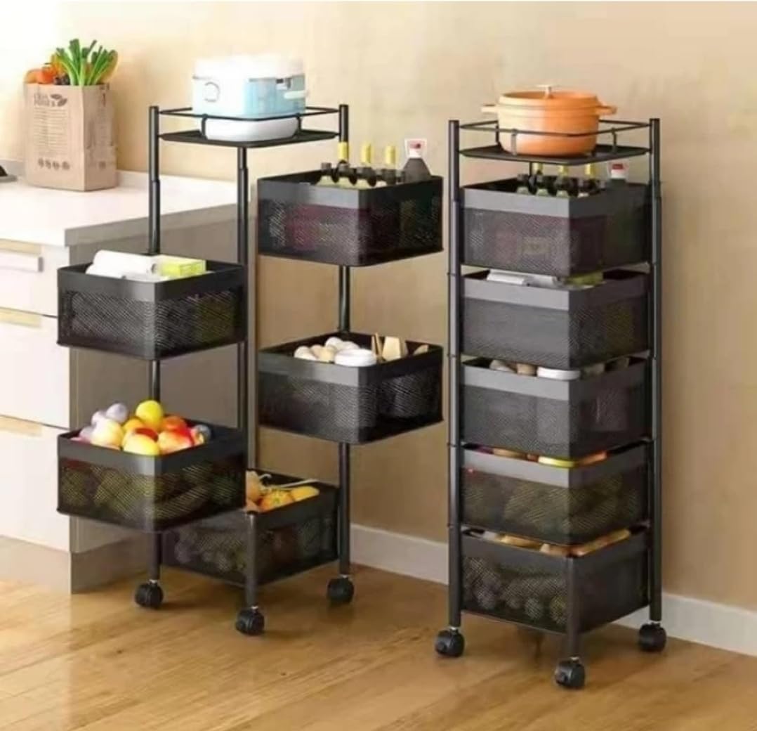 Well Set Metal Kitchen Trolley Kitchen Organizer Items and Kitchen Accessories Items for Kitchen Rack Square Design for Fruits & Vegetable Onion Storage Kitchen Trolley with Wheels (5 Layer) Well Set Metal Kitchen Trolley Kitchen Organizer Items and Kitchen Accessories Items for Kitchen Rack Square Design for Fruits & Vegetable Onion Storage Kitchen Trolley with Wheels (5 Layer)