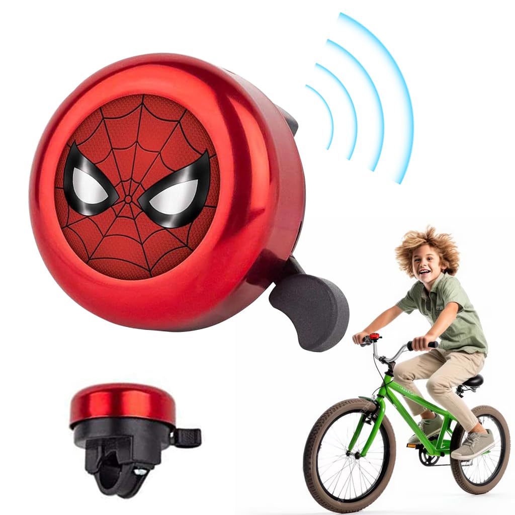 Proberos® Kids Bicycle Bell, Red Super Hero Cartoon Bicycle Bell, Lightweight Steel Bicycle Bell, Durable Bell for Cycle, High Decibel Bicycle Bell Warning Bell Universal for 22mm Tube Proberos® Kids Bicycle Bell, Red Super Hero Cartoon Bicycle Bell, Lightweight Steel Bicycle Bell, Durable Bell for Cycle, High Decibel Bicycle Bell Warning Bell Universal for 22mm Tube