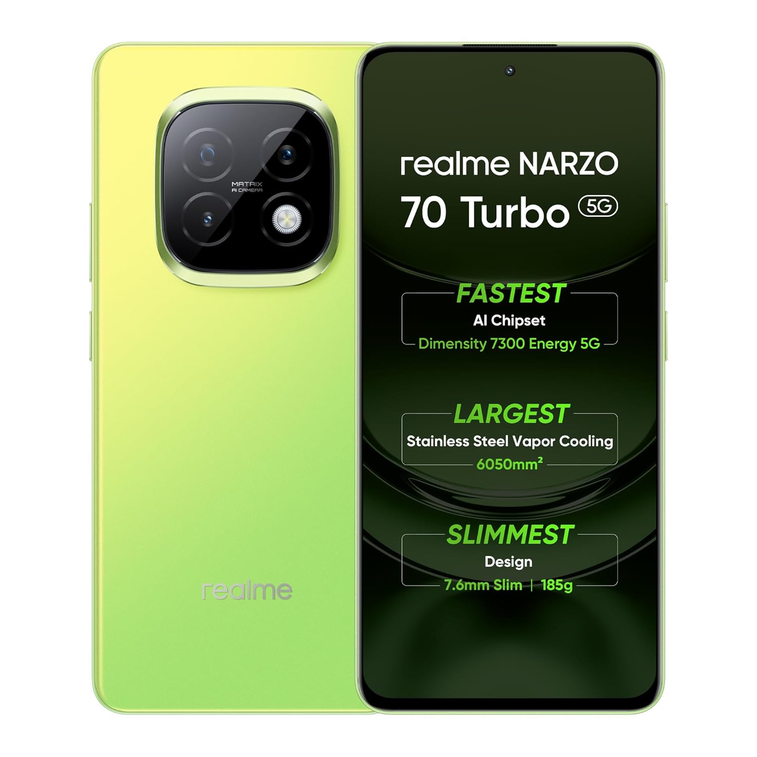 realme NARZO 70 Turbo 5G (Turbo Green, 8GB RAM,128GB Storage) | Segment’s Fastest Dimensity 7300 Energy 5G Chipset | Motorsports Inspired Design realme NARZO 70 Turbo 5G (Turbo Green, 8GB RAM,128GB Storage) | Segment’s Fastest Dimensity 7300 Energy 5G Chipset | Motorsports Inspired Design