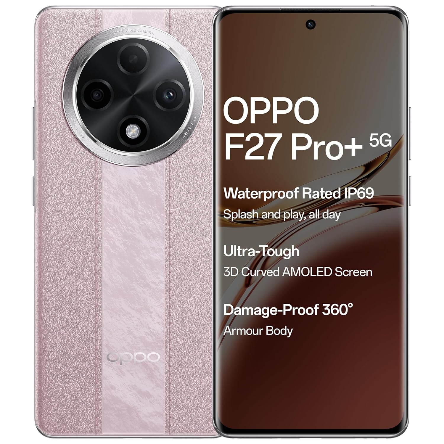 OPPO F27 Pro+ 5G (Dusk Pink, 8GB RAM, 128GB Storage) | 6.7″ FHD+ AMOLED Toughest 3D Curved Display|64MP AI Featured Camera|IP69 | 67W SUPERVOOC| with No Cost EMI/Additional Exchange Offers OPPO F27 Pro+ 5G (Dusk Pink, 8GB RAM, 128GB Storage) | 6.7″ FHD+ AMOLED Toughest 3D Curved Display|64MP AI Featured Camera|IP69 | 67W SUPERVOOC| with No Cost EMI/Additional Exchange Offers