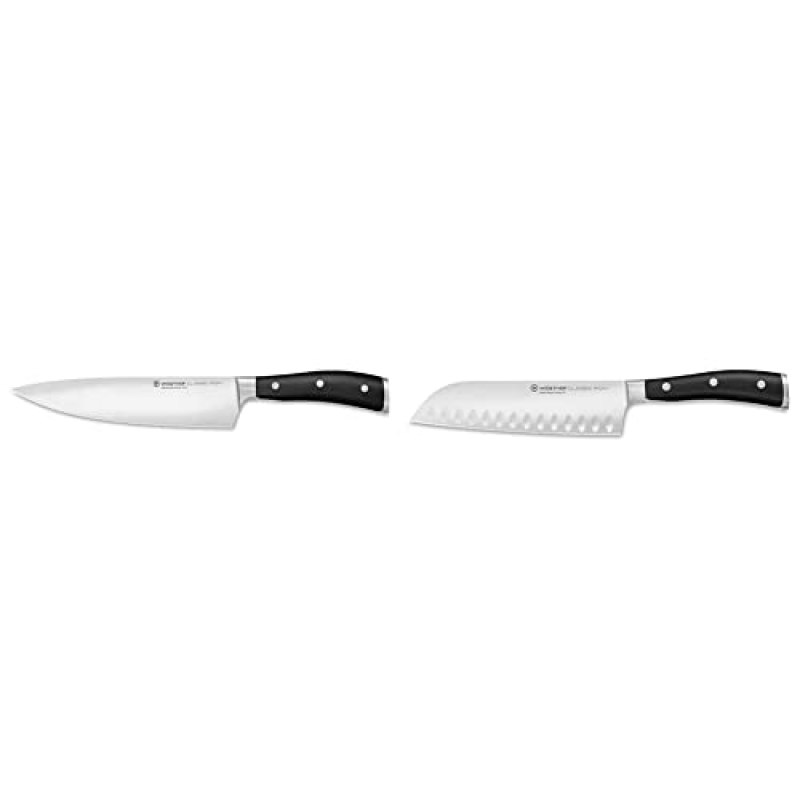 WÜSTHOF Classic IKON 8-Inch Chef’s Knife & Classic IKON 7″ Hollow Edge Santoku Knife WÜSTHOF Classic IKON 8-Inch Chef’s Knife & Classic IKON 7″ Hollow Edge Santoku Knife