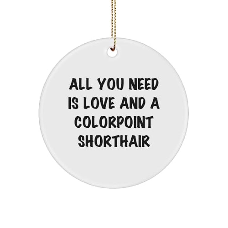 All You Need is Love and A Colorpoint Shorthair Cat – Funny Christmas Unique Gifts for Colorpoint Shorthair Cat Lovers – 3-Inch White Sturdy MDF Circle Ornament with Gold String for Hanging All You Need is Love and A Colorpoint Shorthair Cat – Funny Christmas Unique Gifts for Colorpoint Shorthair Cat Lovers – 3-Inch White Sturdy MDF Circle Ornament with Gold String for Hanging