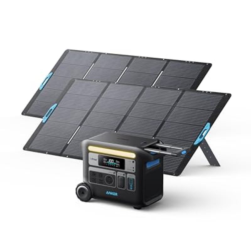 Anker SOLIX F2000 Solar Generator, 2048Wh Portable Power Station with LiFePO4 Batteries and 2× 400W Solar Panel, GaNPrime Technology, 4 AC Outlets Up to 2400W for Home, Power Outages, Camping, and RVs Anker SOLIX F2000 Solar Generator, 2048Wh Portable Power Station with LiFePO4 Batteries and 2× 400W Solar Panel, GaNPrime Technology, 4 AC Outlets Up to 2400W for Home, Power Outages, Camping, and RVs