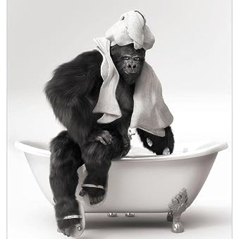 Bathroom Wall Art Decor Black and White Funny Animals Canvas Prints Pictures Gorilla Take Bath in A Bathtub Poster Modern Unframed Artwork for Kid’s Room Bathroom Home Walls Decoration 24″ x 36″ Bathroom Wall Art Decor Black and White Funny Animals Canvas Prints Pictures Gorilla Take Bath in A Bathtub Poster Modern Unframed Artwork for Kid’s Room Bathroom Home Walls Decoration 24″ x 36″