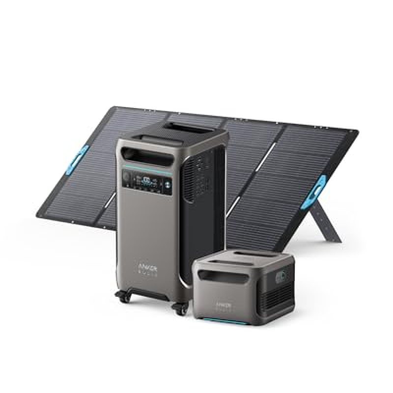 Anker SOLIX F3800 Portable Power Station and BP3800 Expansion Battery with 400W Solar Panel, 7.68kWh LiFePO4 Batteries, 6000W AC Output, Solar Generator for Home Backup, RVs, Emergencies&Power Outages Anker SOLIX F3800 Portable Power Station and BP3800 Expansion Battery with 400W Solar Panel, 7.68kWh LiFePO4 Batteries, 6000W AC Output, Solar Generator for Home Backup, RVs, Emergencies&Power Outages