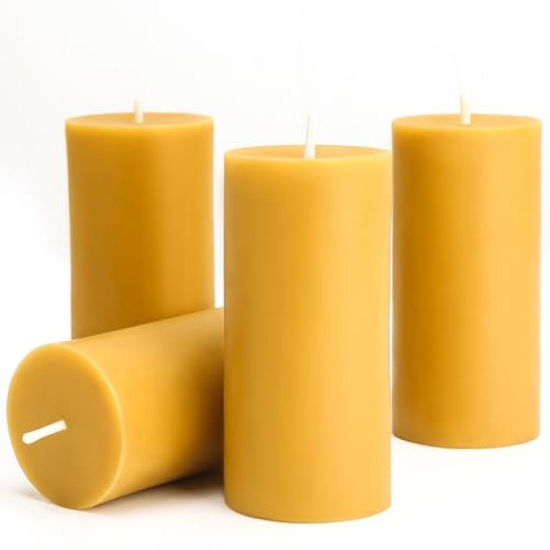 Natural Beeswax Candles 4 Packs, Beeswax Pillar Candles with 140 Hours Burn Time, Organic Emergency Candle Long Burning for Home Room, Smokeless & Dripless, 2×4 inch Natural Beeswax Candles 4 Packs, Beeswax Pillar Candles with 140 Hours Burn Time, Organic Emergency Candle Long Burning for Home Room, Smokeless & Dripless, 2×4 inch