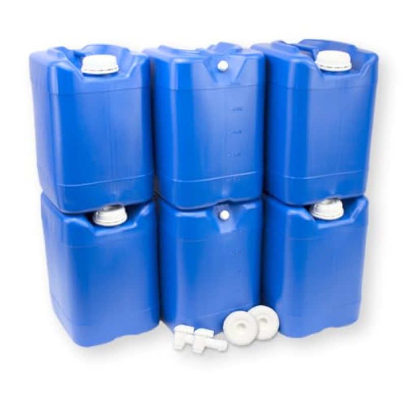 Aguaprep 5-Gallon Stackable Water Storage Containers, w/Lids + Spigots, Easy Fill, Survial Supply, Emergency Water Storage for Camping and Disaster Preparedness, RV, Camping, 30 Gallon (6 Tanks Set) Aguaprep 5-Gallon Stackable Water Storage Containers, w/Lids + Spigots, Easy Fill, Survial Supply, Emergency Water Storage for Camping and Disaster Preparedness, RV, Camping, 30 Gallon (6 Tanks Set)