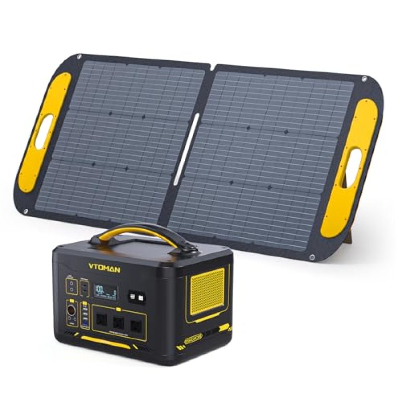 VTOMAN 1500W Solar Generator with 110W Panels Included, 828Wh Portable Power Station & 110W Portable Solar Panel, LiFePO4 Battery Pack for Home Backup, Blackout, Emergency, Camping VTOMAN 1500W Solar Generator with 110W Panels Included, 828Wh Portable Power Station & 110W Portable Solar Panel, LiFePO4 Battery Pack for Home Backup, Blackout, Emergency, Camping