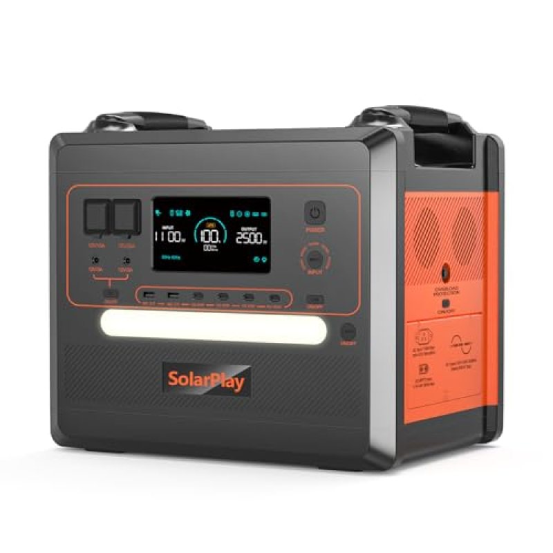 SolarPlay Portable Power Station 2500W(Peak 4800W), 2304Wh Solar Generator 1.5Hrs Fast Charging LiFePO4 Battery,4 AC Outlets Emergency Power Station for Home, Camping, Outdoor Battery Backup SolarPlay Portable Power Station 2500W(Peak 4800W), 2304Wh Solar Generator 1.5Hrs Fast Charging LiFePO4 Battery,4 AC Outlets Emergency Power Station for Home, Camping, Outdoor Battery Backup