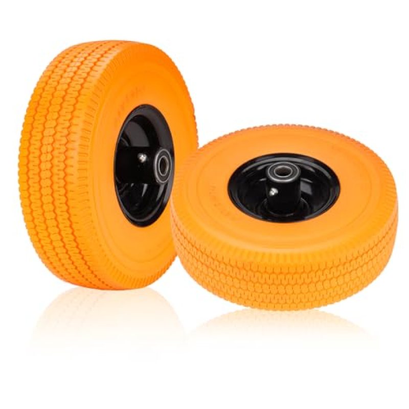 10” Flat-Free Tires 4.10/3.50-4 Orange Solid Rubber Tire and Wheel Assemblies 5/8” Bearings Fits for Lawn mowers Hand Trucks Generators Garden Utility cart | 2.25″Offset | 300lbs Capacity 2 Pack 10” Flat-Free Tires 4.10/3.50-4 Orange Solid Rubber Tire and Wheel Assemblies 5/8” Bearings Fits for Lawn mowers Hand Trucks Generators Garden Utility cart | 2.25″Offset | 300lbs Capacity 2 Pack