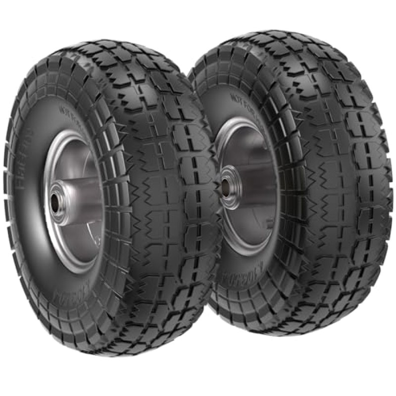 4.10/3.50-4″ Flat Free Tire and Wheel,10″ Solid Flat Free Tire with 5/8″ Axle Bore Hole, 2.1″ Offset Hub for Wagon Wheelbarrow Dolly Garden Wagon Lawnmower Hand Truck by Cenipar (2 Pack) 4.10/3.50-4″ Flat Free Tire and Wheel,10″ Solid Flat Free Tire with 5/8″ Axle Bore Hole, 2.1″ Offset Hub for Wagon Wheelbarrow Dolly Garden Wagon Lawnmower Hand Truck by Cenipar (2 Pack)