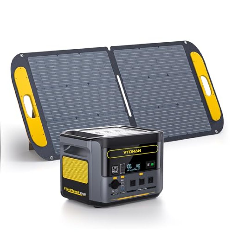 VTOMAN FlashSpeed 1000 Portable Power Station 1000W(2000W Peak), LiFePO4 Solar Generator with 110W Panel, Vehicle Jump Start, 14 Ports for Power Emergency, Road Trips, Camping VTOMAN FlashSpeed 1000 Portable Power Station 1000W(2000W Peak), LiFePO4 Solar Generator with 110W Panel, Vehicle Jump Start, 14 Ports for Power Emergency, Road Trips, Camping