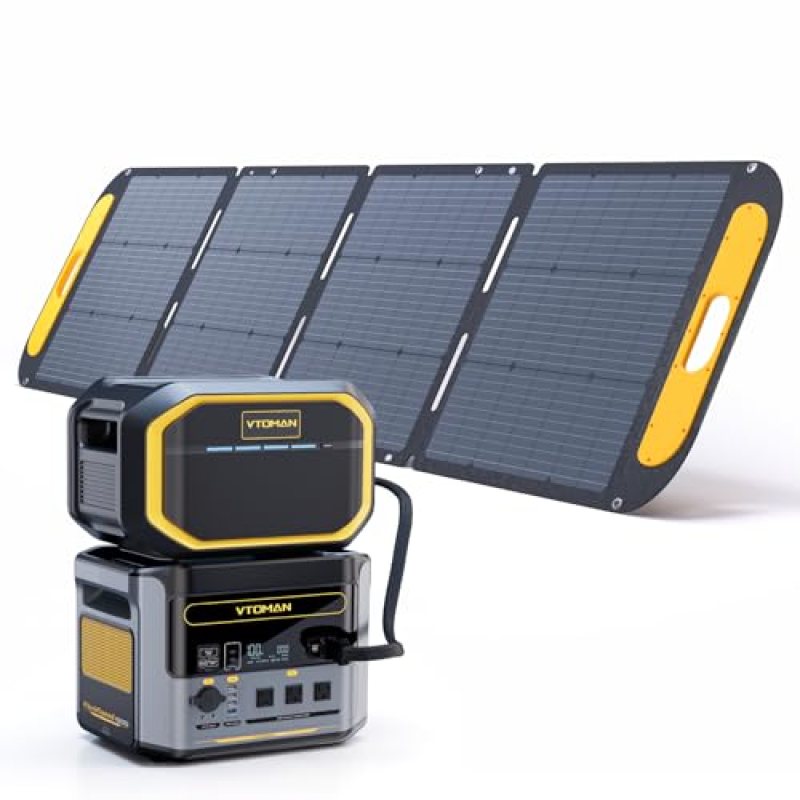 VTOMAN FlashSpeed 1500 Solar Generator with Extra Battery & 200W Solar Panel, Expand Capacity from 1548Wh to 3096Wh, Portable Power Station for Camping, Power Outages, Home Backup, RV Travel VTOMAN FlashSpeed 1500 Solar Generator with Extra Battery & 200W Solar Panel, Expand Capacity from 1548Wh to 3096Wh, Portable Power Station for Camping, Power Outages, Home Backup, RV Travel
