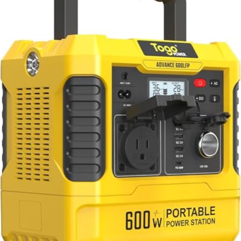 Togo POWER Portable Power Station ADVANCE600-560Wh LiFePO4 Battery 600W AC Outlet (Peak 1200W) – 0-80% in 60 Mins – Power Backup Outdoor Solar Generator for Camping, RV Trip, Outage Togo POWER Portable Power Station ADVANCE600-560Wh LiFePO4 Battery 600W AC Outlet (Peak 1200W) – 0-80% in 60 Mins – Power Backup Outdoor Solar Generator for Camping, RV Trip, Outage