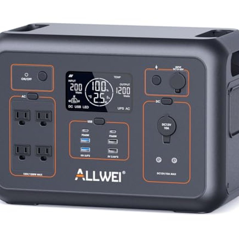 ALLWEI LiFePO4 Portable Power Station 1200W(Surge 2400W), Fast Charge in 1.5Hrs, 1008Wh Solar Generator with 4 * 120V AC Outlets, Outdoor Battery Generator for RV Camping Home Emergency ALLWEI LiFePO4 Portable Power Station 1200W(Surge 2400W), Fast Charge in 1.5Hrs, 1008Wh Solar Generator with 4 * 120V AC Outlets, Outdoor Battery Generator for RV Camping Home Emergency