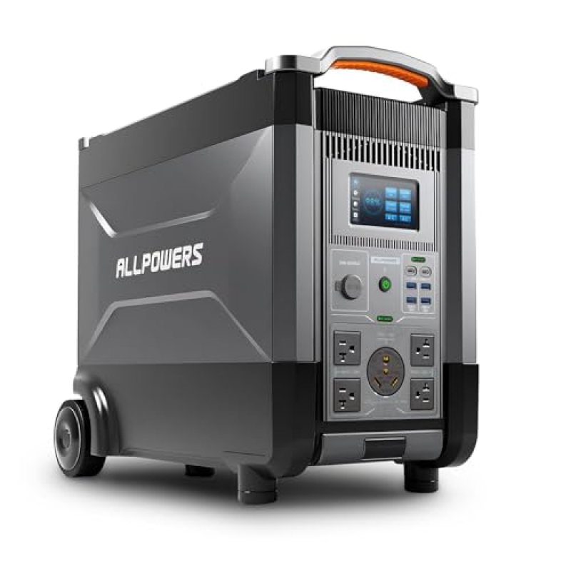 ALLPOWERS 3600W Expandable Portable Power Station, 3456Wh LiFePO4 Portable Home Battery, 5 AC with 30A RV Output, UPS Solar Generator For Home Backup RV Travel Outdoor Camping ALLPOWERS 3600W Expandable Portable Power Station, 3456Wh LiFePO4 Portable Home Battery, 5 AC with 30A RV Output, UPS Solar Generator For Home Backup RV Travel Outdoor Camping