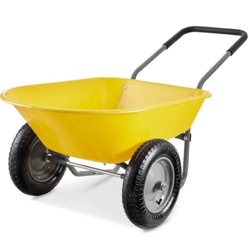 Best Choice Products Dual-Wheel Home Utility Yard Wheelbarrow Garden Cart w/Built-in Stand for Lawn, Gardening, Construction – Yellow Best Choice Products Dual-Wheel Home Utility Yard Wheelbarrow Garden Cart w/Built-in Stand for Lawn, Gardening, Construction – Yellow