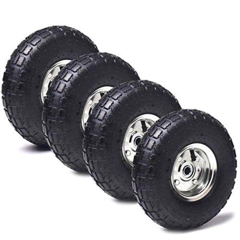 (4 Pack) AR-PRO 10″ Heavy-Duty Replacement Tire and Wheel – 4.10/3.50-4″ with 10″ Inner Tube, 5/8″ Axle Bore Hole, 2.2″ Offset Hub and Double Sealed Bearings for Hand Trucks and Gorilla Cart (4 Pack) AR-PRO 10″ Heavy-Duty Replacement Tire and Wheel – 4.10/3.50-4″ with 10″ Inner Tube, 5/8″ Axle Bore Hole, 2.2″ Offset Hub and Double Sealed Bearings for Hand Trucks and Gorilla Cart