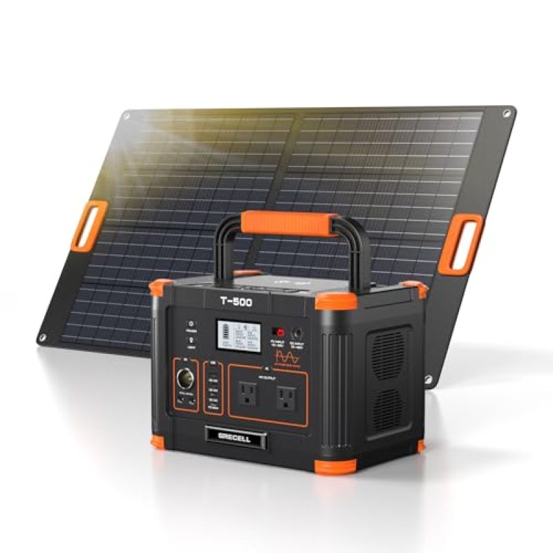 500W Portable Power Station with 100W Solar Panels 519Wh Solar Generator Outdoor Backup Lithium Battery Pack Power Supply with AC Outlet 110V for Tent Camping Home Emergency Traveling RV Trip 500W Portable Power Station with 100W Solar Panels 519Wh Solar Generator Outdoor Backup Lithium Battery Pack Power Supply with AC Outlet 110V for Tent Camping Home Emergency Traveling RV Trip