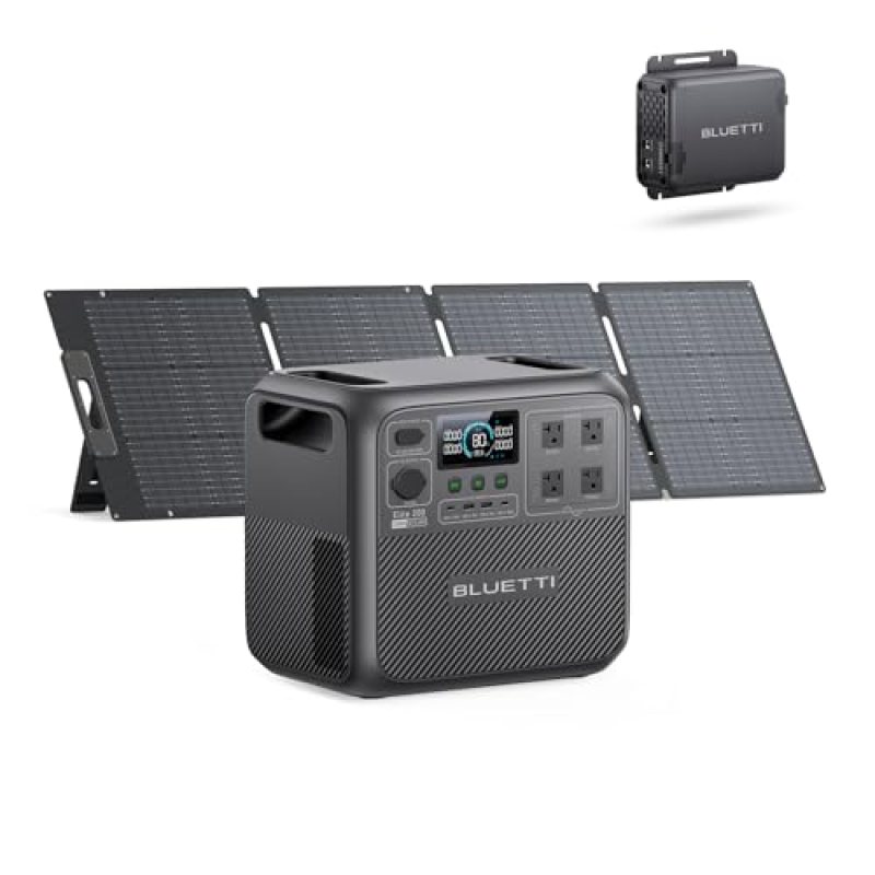 BLUETTI Solar Generator Elite 200 V2 with 200W Panel and Charger 1 (Ships Separately), 2073.6Wh Portable Power Station, w/4 2,600W AC, 560W DC-DC Car Charger, for RV, Camping, Emergency Use BLUETTI Solar Generator Elite 200 V2 with 200W Panel and Charger 1 (Ships Separately), 2073.6Wh Portable Power Station, w/4 2,600W AC, 560W DC-DC Car Charger, for RV, Camping, Emergency Use