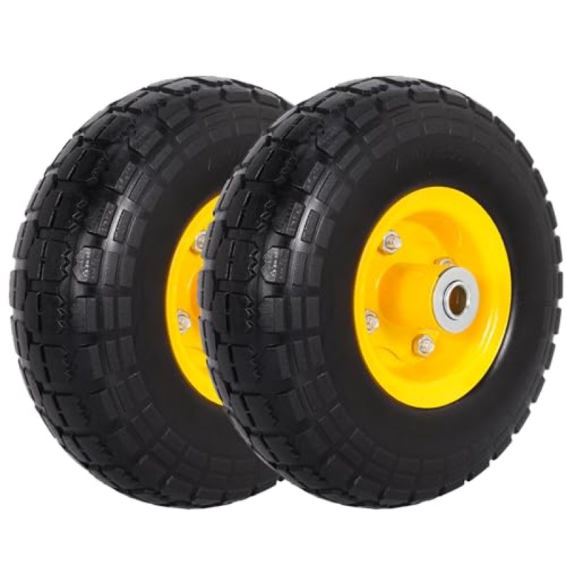 RUTU 4.10/3.50-4″ Tire and Wheel, 10 Inch Solid Tires Wheels with 5/8″ Axle Bore Hole 2.2″ Offset Hub for Wheelbarrow, Dump Cart, Dolly, Hand Truck, Trolley, Garden Wagon, Gorilla Carts, 2 Pack RUTU 4.10/3.50-4″ Tire and Wheel, 10 Inch Solid Tires Wheels with 5/8″ Axle Bore Hole 2.2″ Offset Hub for Wheelbarrow, Dump Cart, Dolly, Hand Truck, Trolley, Garden Wagon, Gorilla Carts, 2 Pack