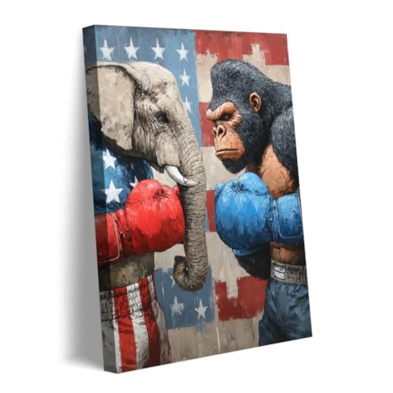 ssangugu American Political Showdown Elephant vs. Gorilla Boxing Canvas Art Poster – Home Decor,Office Decor,Gift for Political Enthusiasts,Unique Wall Art-Unframe-20x30inch(50x75cm) ssangugu American Political Showdown Elephant vs. Gorilla Boxing Canvas Art Poster – Home Decor,Office Decor,Gift for Political Enthusiasts,Unique Wall Art-Unframe-20x30inch(50x75cm)