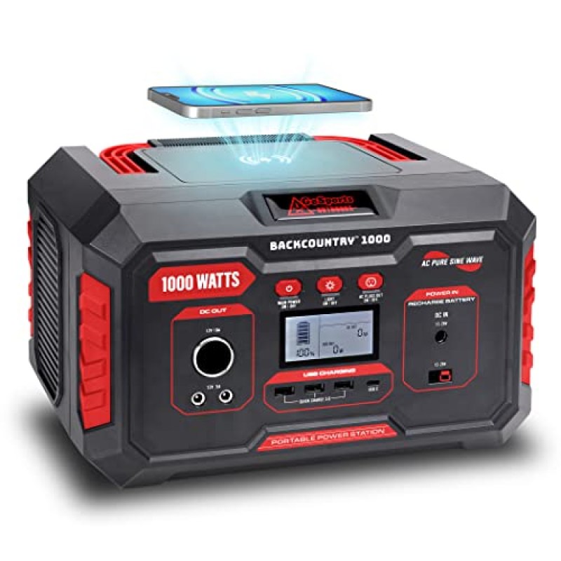 Backcountry Portable Power Stations, 300W, 500W or 1000W – Solar Generator Lithium Backup Battery with Power Outlet, USB, Wireless Charging for Camping and Indoor Home Use Backcountry Portable Power Stations, 300W, 500W or 1000W – Solar Generator Lithium Backup Battery with Power Outlet, USB, Wireless Charging for Camping and Indoor Home Use