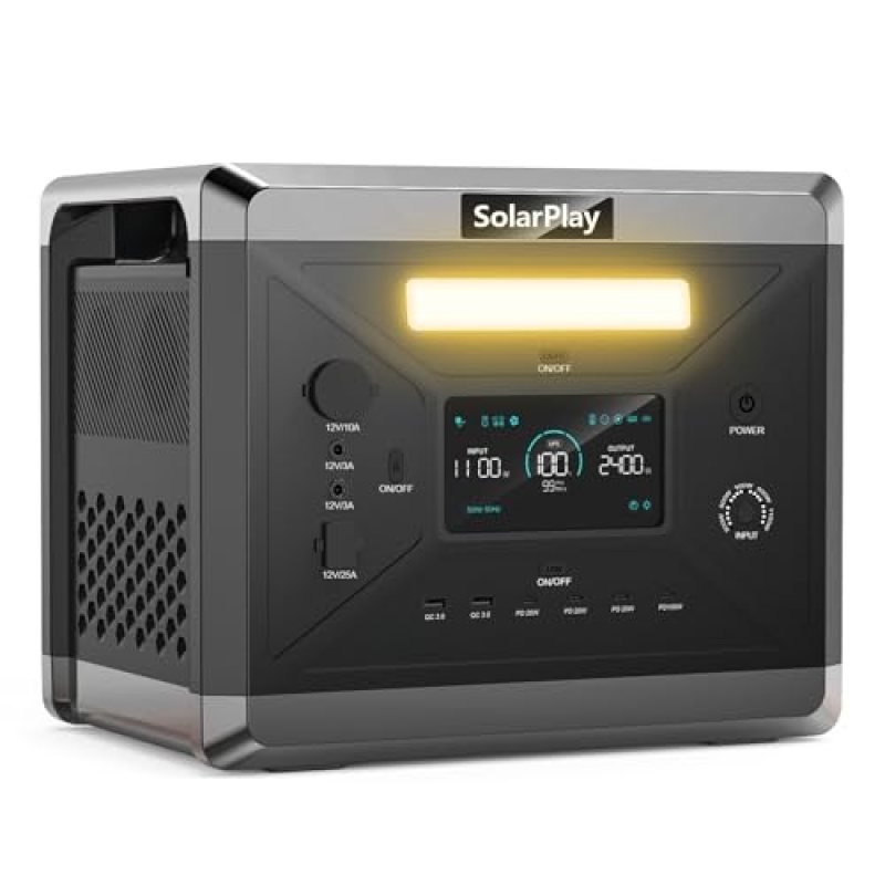 SolarPlay Portable Power Station, 2400W/2160Wh Solar Generator with 200W Panel (Solar Panel Optional) LiFePO4 Battery 4 AC Outlets (4800W Peak), Power Station for Home Camping Outdoor Battery Backup SolarPlay Portable Power Station, 2400W/2160Wh Solar Generator with 200W Panel (Solar Panel Optional) LiFePO4 Battery 4 AC Outlets (4800W Peak), Power Station for Home Camping Outdoor Battery Backup