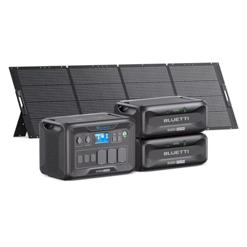 BLUETTI Solar Generator AC500 & 2 B300K Expansion Batteries with 350W Solar Panel Included (Ships Separately), 5,529.6Wh Portable Power Station w/ 6 5,000W AC Outlets, LFP Power for Home Use BLUETTI Solar Generator AC500 & 2 B300K Expansion Batteries with 350W Solar Panel Included (Ships Separately), 5,529.6Wh Portable Power Station w/ 6 5,000W AC Outlets, LFP Power for Home Use