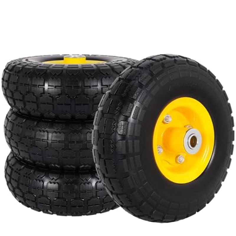RUTU 4.10/3.50-4″ Tire and Wheel, 10 Inch Solid Tires Wheels with 5/8″ Axle Bore Hole 2.2″ Offset Hub for Wheelbarrow, Dump Cart, Dolly, Hand Truck, Trolley, Garden Wagon, Gorilla Carts, 4 Pack RUTU 4.10/3.50-4″ Tire and Wheel, 10 Inch Solid Tires Wheels with 5/8″ Axle Bore Hole 2.2″ Offset Hub for Wheelbarrow, Dump Cart, Dolly, Hand Truck, Trolley, Garden Wagon, Gorilla Carts, 4 Pack