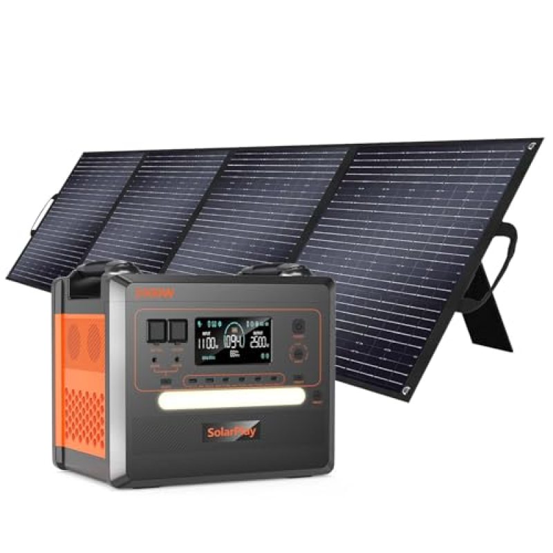 SOLARPLAY 2500W Portable Power Station(Peak 4800W), 2304Wh Solar Generator with 200W Solar Panel 1.5Hrs Fast Charging LFP Battery 4 AC Outlets Emergency Power Station for Home Camping Backup SOLARPLAY 2500W Portable Power Station(Peak 4800W), 2304Wh Solar Generator with 200W Solar Panel 1.5Hrs Fast Charging LFP Battery 4 AC Outlets Emergency Power Station for Home Camping Backup