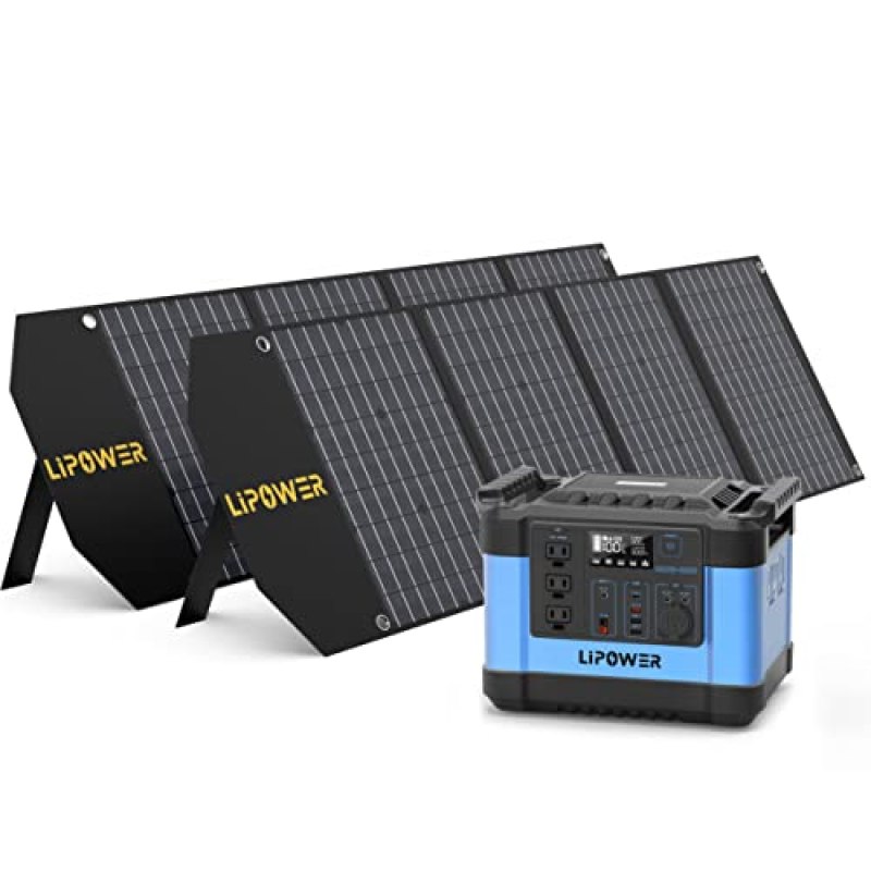 Solar Generator with Solar Panels, LIPOWER 1000W Portable Power for Backup Power Outage Home, Emergency Battery Camping Travel RV Outdoor, 3 * 110V/1000W AC Outlets, PD USB C Port Solar Generator with Solar Panels, LIPOWER 1000W Portable Power for Backup Power Outage Home, Emergency Battery Camping Travel RV Outdoor, 3 * 110V/1000W AC Outlets, PD USB C Port