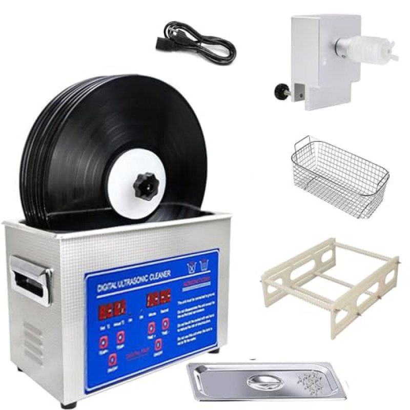 Ultrasonic Vinyl Record Cleaner 6.5L 40kHz Vinyl Ultrasonic Cleaning Machine Knob Control Record Ultrasonic Cleaner 4 Records Vinyl Sonic Cleaner Stainless Steel Tank w/Mechanical Heater & Timer Ultrasonic Vinyl Record Cleaner 6.5L 40kHz Vinyl Ultrasonic Cleaning Machine Knob Control Record Ultrasonic Cleaner 4 Records Vinyl Sonic Cleaner Stainless Steel Tank w/Mechanical Heater & Timer
