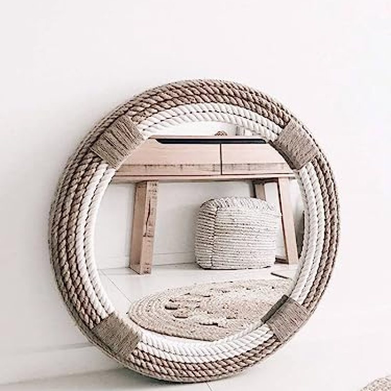 Nautical Round Wall Mirror with Rope Jute – Coastal Mirrors for Bathroom/Living Room – Wall Hanging Decorative Mirror – Rustic Round Mirrors for Home Wall Décor – Beach Theme Mirror(DSG7-24 inches) Nautical Round Wall Mirror with Rope Jute – Coastal Mirrors for Bathroom/Living Room – Wall Hanging Decorative Mirror – Rustic Round Mirrors for Home Wall Décor – Beach Theme Mirror(DSG7-24 inches)