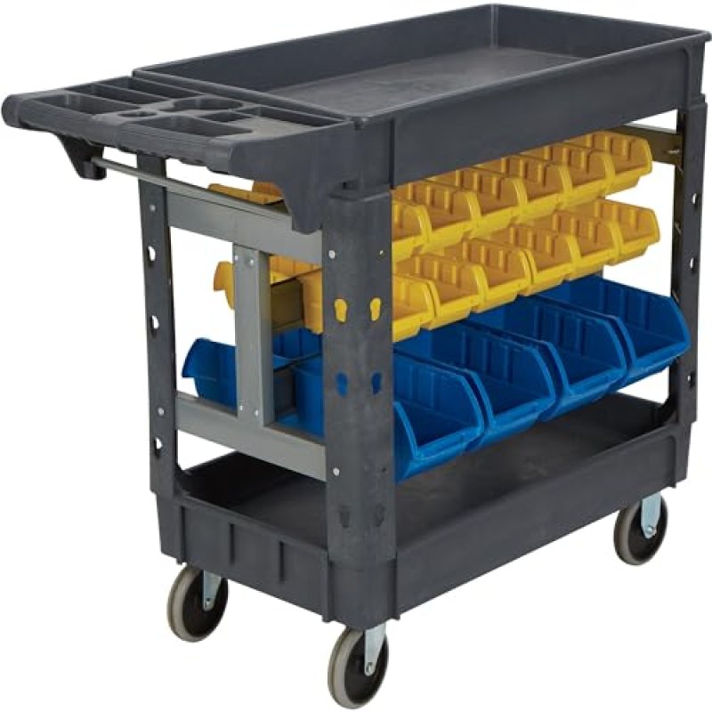 Strongway 500-Lb. Service Cart with Bins, Maintenance-Free Structural Foam Construction Cargo Pushcart, Scratch Resistant, Easy to Clean Service Cart, 40 3/8in.W X 17 5/16in.D X 33 5/8in.H Gray Strongway 500-Lb. Service Cart with Bins, Maintenance-Free Structural Foam Construction Cargo Pushcart, Scratch Resistant, Easy to Clean Service Cart, 40 3/8in.W X 17 5/16in.D X 33 5/8in.H Gray