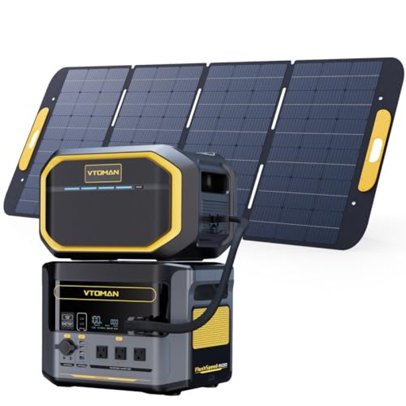 VTOMAN 3096Wh Solar Generator, FlashSpeed 1500 Power Station Bundle with Extra Battery & 400W Solar Panel, 1500W (3000W Peak) LiFePO4 Battery for Home Backup Power RV Emergency (3 Separate Packages) VTOMAN 3096Wh Solar Generator, FlashSpeed 1500 Power Station Bundle with Extra Battery & 400W Solar Panel, 1500W (3000W Peak) LiFePO4 Battery for Home Backup Power RV Emergency (3 Separate Packages)
