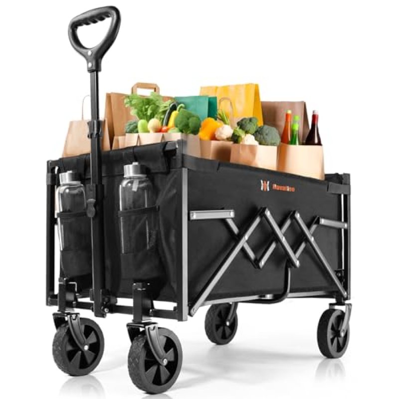 Navatiee Portable Foldable Collapsible Wagon with Wheels, 220lbs Weight Capacity Utility Grocery Shopping Cart, Lightweight Mini Folding Wagon for Outdoor, Black Navatiee Portable Foldable Collapsible Wagon with Wheels, 220lbs Weight Capacity Utility Grocery Shopping Cart, Lightweight Mini Folding Wagon for Outdoor, Black