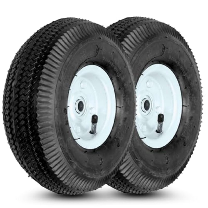 10-Inch Wheel and Tire Set – 2 Pack | 700 lbs Capacity Per Set | 4.10/3.50-4 Heavy-Duty Replacement Tires for Utility Dollies, Hand Truck, Garden Cart, Gorilla Cart, Generator & Mower | 5/8″ Bore (2) 10-Inch Wheel and Tire Set – 2 Pack | 700 lbs Capacity Per Set | 4.10/3.50-4 Heavy-Duty Replacement Tires for Utility Dollies, Hand Truck, Garden Cart, Gorilla Cart, Generator & Mower | 5/8″ Bore (2)