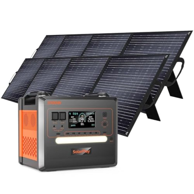 SOLARPLAY 2500W Portable Power Station, 2304Wh Solar Generator with 2x200W Solar Panels 1.5Hrs Fast Charging LFP Battery 4 AC Outlets Emergency Power Station for Home Camping Battery Backup SOLARPLAY 2500W Portable Power Station, 2304Wh Solar Generator with 2x200W Solar Panels 1.5Hrs Fast Charging LFP Battery 4 AC Outlets Emergency Power Station for Home Camping Battery Backup
