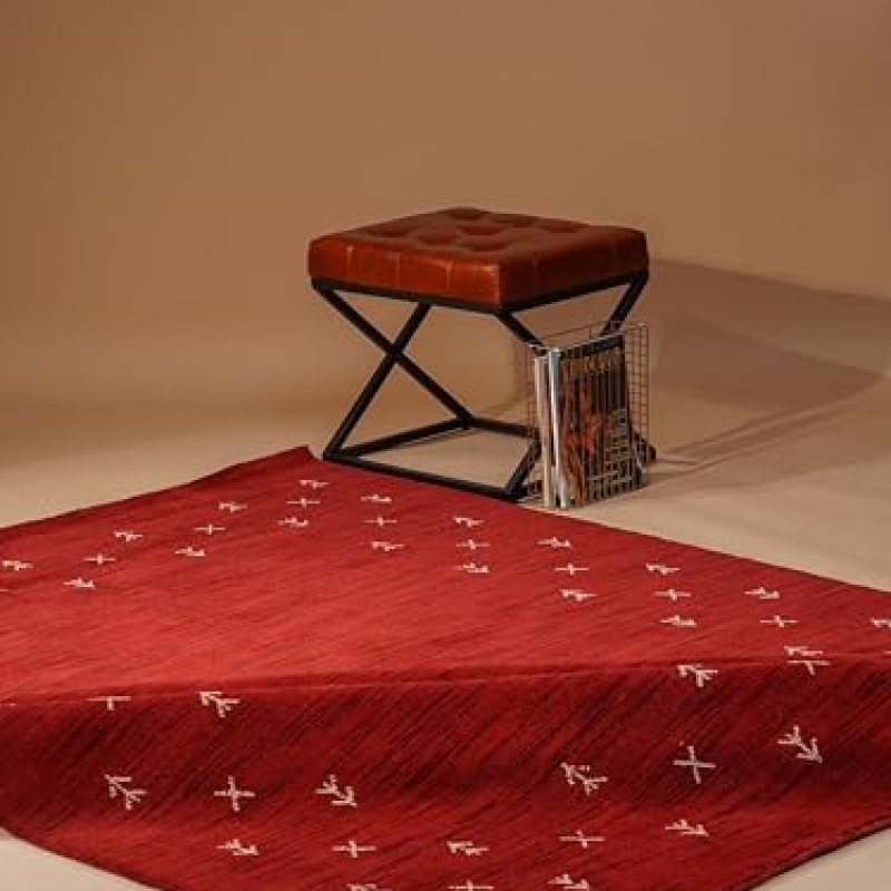 Hand Knotted Loom Wool ECO-Friendly Area Rugs – 6’x9′, Rectangle, Red Color, Contemporary Modern Design, High Pile Thick Handmade Anti Skid Rugs for Living Room (L00514) Hand Knotted Loom Wool ECO-Friendly Area Rugs – 6’x9′, Rectangle, Red Color, Contemporary Modern Design, High Pile Thick Handmade Anti Skid Rugs for Living Room (L00514)