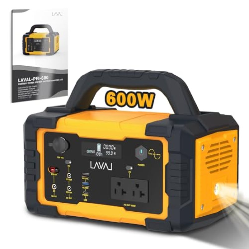 600W Portable Power Station, 647Wh Backup Lithium Battery, 120V/600W AC Outlet, Solar Generator for Home, RV, Outdoor, Camping and Emergencies Use 600W Portable Power Station, 647Wh Backup Lithium Battery, 120V/600W AC Outlet, Solar Generator for Home, RV, Outdoor, Camping and Emergencies Use